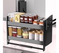 Heavy Duty Pull Down Cabinet Organizer | 2 ripiani da parete a ribalta | Sistema di scaffali interni salvaspazio per cucina e uso domestico