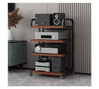 Heavy Duty Rolling HiFi Stand - 3/4/5 livelli AV Media Rack con ruote, carrello portatile audio/video componente per soggiorno, mensola stereo, elegante design nero