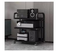 Heavy Duty Rolling HiFi Stand - 3/4/5 livelli AV Media Rack con ruote, carrello portatile audio/video, mensola stereo per soggiorno (nero)