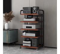 Heavy Duty Rolling HiFi Stand - Carrello audio/video a 3/4/5 livelli con ruote, portatile stereo AV media rack per soggiorno angolo (nero)