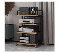 Heavy Duty Rolling HiFi Stand - Carrello per componenti audio/video a 3/4/5 livelli con ruote, rack multimediale AV portatile per soggiorno, mensola stereo, nero