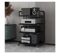 Heavy Duty Rolling HiFi Stand con ruote - Armadio stereo a 3/5 ripiani per soggiorno e ufficio - salvaspazio AV media rack - elegante mobile Hi-Fi (nero)