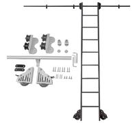 Heavy Duty Rolling Library Ladder Sliding Hardware Kit - 500 cm Track Set con lunghezze regolabili (da 100 cm a 600 cm) e ruote a rulli per pavimento, scale non incluse