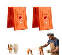 Heavy-Duty Saw Horse Brackets with Down Clamp, Adjustable Sawhorse Brackets for Woodworking, Anti-Slip Teeth Steel Saw Horse Holder Set, for DIY & Construction Projects (Orange,2pcs)