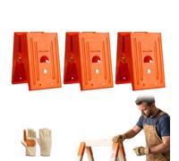 Heavy-Duty Saw Horse Brackets with Down Clamp, Adjustable Sawhorse Brackets for Woodworking, Anti-Slip Teeth Steel Saw Horse Holder Set, for DIY & Construction Projects (Orange,3pcs)