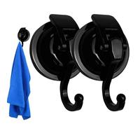 Heavy-Duty Shower Suction Cups - Vacuum Cup Hooks (2-Pack) | No Drill Glass Suction Hooks For Bathroom | Towel Hook, Kitchen Storage Rack, Wreath Decor, Reusable 15lb Hold