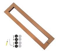 Heavy Duty Stainless Steel Pole for Dining Hall/Shopping Mall/Office/Home,Rectangle Door Handles Hardware Set - 38x25mm Pole, Sliding Barn Door Pull Push Handle(Rose Gold,93.8cm/37")