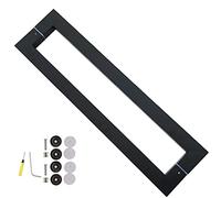 Heavy Duty Stainless Steel Pole for Dining Hall/Shopping Mall/Office/Home,Rectangle Door Handles Hardware Set - 38x25mm Pole, Sliding Barn Door Pull Push Handle(Black,53.8cm/21 1/4")