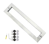 Heavy Duty Stainless Steel Pole for Dining Hall/Shopping Mall/Office/Home,Rectangle Door Handles Hardware Set - 38x25mm Pole, Sliding Barn Door Pull Push Handle(Silver,143.8cm/56 5/8")