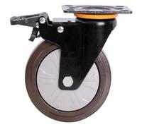 Heavy Duty Swivel Rubber Plate Caster Wheels with Dual Locking Silent And Durable 1Pcs Replacement for Workbench Industrial Machine Trolley Carts(Brake-5In)