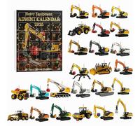 Heavy Equipment Advent Calendar 2025, 24 Die-Cast Construction Vehicles Christmas Countdown Calendar with 24 Mini Excavator Ornaments, Countdown Surprise Gift
