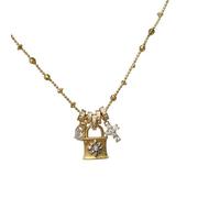 Heavy Industry Light Luxury Retro Zircone Cerchio Nappa Collana Donna Personalità Semplice All-Match Collana Moda Catena Clavicola, Metallo, Zirconia cubica