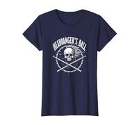 Heavy Metal Headbanger Ball Skull Rocker Concert Fan Maglietta, Donna, Navy, S