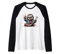 Heavy Metal Rock and Roll - Chitarra bradipo Rock Music Maglia con Maniche Raglan