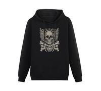 Heavy Metal Skull Biker Rock Music Guitar Angel Wings Mens Hoody Unisex Hoodie Black XL