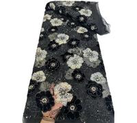 Heavy Sequins Mesh Lace Bride French Net Fabric Sewing Embroidered Tulle Women(Color3)