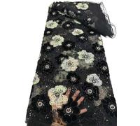 Heavy Sequins Mesh Lace Bride French Net Fabric Sewing Embroidered Tulle Women(Color6)