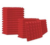 Heavyoff 24 pezzi Pannelli Fonoassorbenti Pannelli Insonorizzanti Stanza Acustico Ritardante di Fiamma per Podcasting, Studi di Registrazione, Uffici 50x50x5cm, rosso