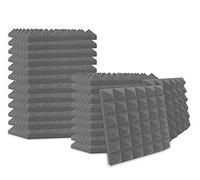 Heavyoff 24 pezzi Pannelli Fonoassorbenti Pannelli Insonorizzanti Stanza Acustico Ritardante di Fiamma per Podcasting, Studi di Registrazione, Uffici 50x50x5cm, Grigio