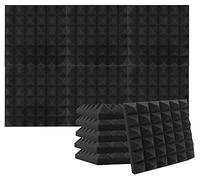 Heavyoff 24 pezzi Pannelli Fonoassorbenti Pannelli Insonorizzanti Stanza Acustico Ritardante di Fiamma per Podcasting, Studi di Registrazione, Uffici 50x50x5cm, Nero