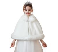 Heavyoff Coprispalle da Bambina, Giacca a Maniche Lunghe Principessa Capretti Pelliccia Finta Mantella per matrimoni, Bianco C