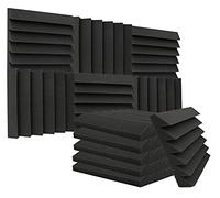 Heavyoff Pannelli Fonoassorbenti, 12 pezzi Isolamento Correzione Acustica 30x30x2,5cm per Podcasting, Studi di Registrazione, Uffici, Schwarz