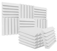Heavyoff Pannelli Fonoassorbenti, 12 pezzi Isolamento Correzione Acustica 30x30x5cm per Podcasting, Studi di Registrazione, Uffici, Weiß