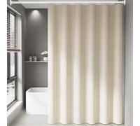 Heavyoff Tenda Doccia, Tenda da doccia in tessuto lino extra stretta idrorepellente, Impermeabile Lavabile con Ganci Tenda doccia, Beige, 120x180cm