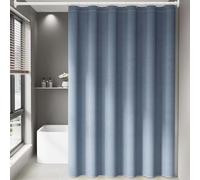 Heavyoff Tenda Doccia, Tenda da doccia in tessuto lino extra stretta idrorepellente, Impermeabile Lavabile con Ganci Tenda doccia, Blu navy, 80x180cm