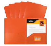 Heavyweight Plastic 2 tasca portadocumenti, Letter size Poly cartelle di migliori prodotti per ufficio, 24 pezzi 8.5 x 11 inch