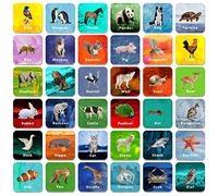 Hebayy 36 coppie di schede flash di gioco con abbinamento di animali (versione inglese, cancellabili, ciascuna misura 5x5 cm)