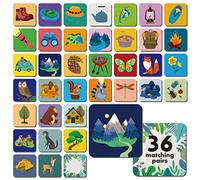 Hebayy Gioco di abbinamento di memoria, 72 pezzi Carte di abbinamento a tema campeggio per bambini piccoli 36 disegni Schede di memoria Giocattoli educativi per l'apprendimento per la scuola materna