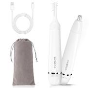 HEBECA Taglia Peli Naso e Orecchie - 2 IN1 Rasoio Elettrico Donna Uomo - Epilatore Viso per Sopracciglia, orecchio, naso Portatile (Bianco）