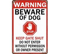 HEBELYX Cartello con scritta "No Trespassing Beware of Dog" per recinzione, cartello in latta con scritta "Beware of Dog Do Not Enter", per porta di casa, cucina, fattoria, giardino, garage