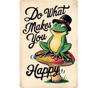 HEBELYX Divertente targa in metallo vintage - Do What Makes You Happy, rana fungo targa in latta per la casa camera da letto decorazione artistica da parete regali 20,3 x 30,5 cm, otto - 1125