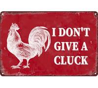 HEBELYX Targa in metallo con scritta "I Don't Give A Cluck Chicken Decor Gifts Retro Sign Gallo Pollo Outdoor Garden Home Bar Cucina Vintage Targa in latta per Cafe Bar Camera da Letto Decorazione da