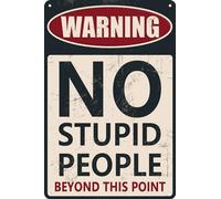HEBELYX Targa in metallo con scritta in inglese "No Stupid People Beyond This Point Garage - No Stupid People" - Cartello di avvertimento per uomo, decorazione per stanza della grotta dell'uomo, 20,3