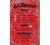 HEBELYX Targa in metallo con scritta in lingua inglese "Please Flush Toilet Signs For Door, Stand Closer It's Shorter Than You Think Signs Guest Bathroom Wall Decor Humour Warning Sign 20,3 x 30,5 cm