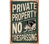 HEBELYX Targa in metallo con scritta "Private Property No Trespassing - There is a Vicious Dog in The Yard for House Door or Fence Metal Sign 20,3 x 30,5 cm, Nine - 2215