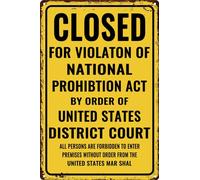 HEBELYX Targa in metallo retrò con scritta "National Prohibition Act", cartello di divieto nazionale, per casa, bar, ristorante, caffè, decorazione da parete vintage, 30,5 x 20,3 cm, otto-922