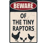 HEBELYX Tiny Raptors - Cartello decorativo con pollo natalizio, decorazione per cortile di pollo, accessori per mangiatoie per polli, regali per gli amanti dei polli, 30,5 x 20,3 cm