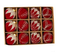 HEBEOT 36 palline di Natale floccate, dipinte a mano, in velluto, decorazioni per alberi, colore rosso, per champagne, verde scuro, decorazioni festive, palline da appendere per esposizione stagionale