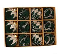 HEBEOT 36 palline di Natale floccate, dipinte a mano, in velluto, decorazioni per alberi, colore rosso, per champagne, verde scuro, decorazioni festive, palline da appendere per esposizione stagionale