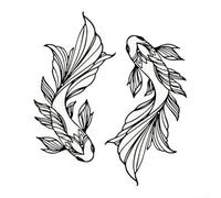 HEBEOT Arte da parete in metallo nero con pesci koi, 16,2 x 30 cm, materiale in ferro Yin Yang, design giapponese, resistente alla ruggine, per soggiorno, bagno, interni ed esterni