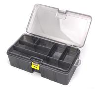 HEBEOT Multi Division Dual Layer Tool Storage Box Organizer Traslucido Materiale PP Custodia portatile con chiusure di sicurezza per esche da pesca Ganci e piccole parti 21,5 x 12 x 6