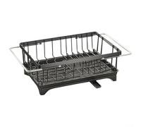 HEBEOT Scolapiatti espandibile 2 in 1 con portautensili staccabile in metallo per bancone della cucina, grande capacità, beccuccio di drenaggio girevole, design salvaspazio Eas