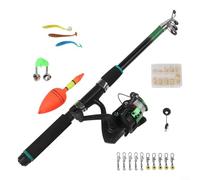 HEBEOT Starter kit da pesca completo con canna, mulinello e scatola per attrezzatura da pesca, leggero, 372 g, facile da trasportare, 45 x 18 x 8 cm, pronto all'uso per principianti (set di canna