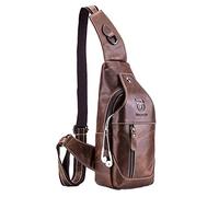 Hebetag Borsa a tracolla in pelle per uomo e donna, per viaggi e sport all'aria aperta, # 18 marrone, Medium, Durevole, vintage