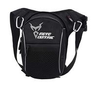 Hebetag Marsupio Oxford da gamba per moto da uomo e donna, marsupio da coscia, marsupio da cintura, borsa per attività all'aperto, viaggi, escursionismo, ciclismo, sport all'aria aperta, nero (logo