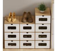 Hebitod 30 x portascarpe bianco/marrone con finestra - Scatola pieghevole 35 x 23 x 13,5 cm, impilabile, scatola per scarpe, cassetto, scatola multiuso in cartone kraft fino a 45